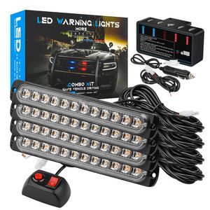 Araba 4 x 12 LED Flaş Işık Acil Durum Işıkları 12V Evrensel Yüzey Montaj Otomatik Yanıp Sönen Araba Kamyonu Motosiklet LightBar