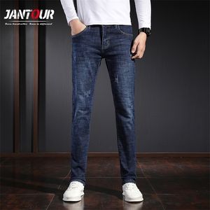 Mens Jeans Brand Business Casual Long Trousers Autumn Winter Skinny Pocket Letter Appliques Blue Straight Pants 2838 220928