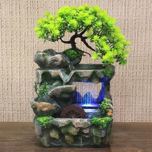 Dekorativa föremål Figurer Harts Hantverk Feng Shui Fountain Home Office Decor inomhus Vatten Rockery Landscape Ornament Zen Meditation Waterfall Gift 220928