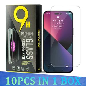 Clear Screen Protector Tempered Glass Film for iPhone15 14 13 12 mini 11 Pro Max XS XR 7 8 Plus Samsung A21s A71 with Paper Box