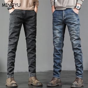 Mens Jeans Bahar Sonbahar Klasik Moda Gri Sıradan İnce Skinny Vintage Blue Street Giyim Biker Partisi Uzun Pantolon Erkek 2736 220928