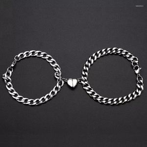 Bracelets de charme 2pcs/conjunto de ímãs Pingentes de cadeia de casais para mulheres amantes românticos punk emparelharam coisas adolescentes de jóias de moda