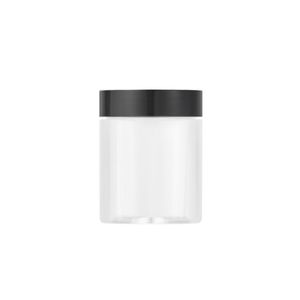 Garrafa de estima￧￣o 3,5g 60ml Jarro de pl￡stico transparente vazio Herb Flower/recipiente cosm￩tico Slorve Provo Jars de viagem W Liners e tampas pretas 5x5cm