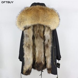 Women's Fur Faux Real Coat Winter Jacket Women Long Parka Waterproof Big Natural Raccoon Collar Hood Thick Warm Liner 220927