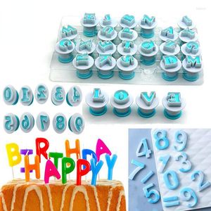 Bakning formar 10/26st konditory mögel bokstav fondant cookie cutter övre små bokstäver alfabet och nummer kakedekoration verktyg