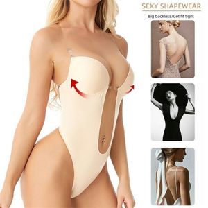 Damen-Shaper, tiefer V-Ausschnitt, Body Shaper, Frauen, B, rückenfrei, U-Ausschnitt, Tanga, Shaper, Bodysuit, Shapewear, Trainer, durchsichtiger Riemen, gepolstertes Push-Up-Korsett 220928