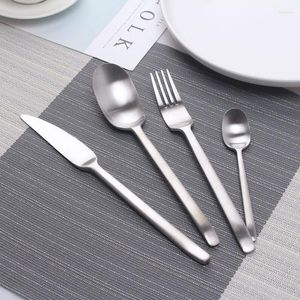 Dinnerware Sets 24pcs Matte Gold Flatware Set Stainless Steel Cutlery Knife Fork Spoon Silverware Dishwasher Safe Tableware Gift