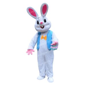 Costume da mascotte coniglietto pasquale bianco personalizzazione personaggio dei cartoni animati vestito completo da carnevale di Natale per adulti festa di compleanno vestito da esterno per uomo donna