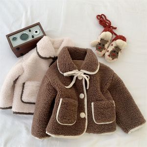 Coat 1 6 Years Baby Girl Lamb Wool Winter Rabbit Velvet Lapel Jacket for Children Fashion Thick Warm Kids Clothes Boys Costumes 220927