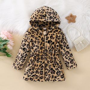 Płaszcz Focusnorm Autumn Winter Fashion Dziecięca kurtka 0 5y Lopard Lopard Lopard Elastyczna talia z kapturem 220927