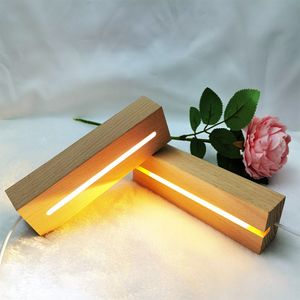 Rectangle Solid Beech Wooden LED Base Night Lights for Resin Letter Lamp Acrylic Glass Resin Art Wood Light Display Stand Dropship