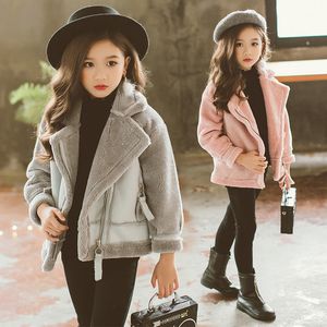 Płaszcz dziewczyny zima sztuczne futro ciepłe dzieci odzież dla dzieci.