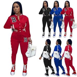 Womens Sports Tracksuits 2023 Fall And Winter Long Sleeve Pants Set Letter Printed Splicing Two Piece Set Baseball Jogging Suits