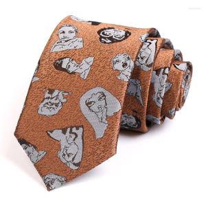 Bow Ties Design Fashion Causal Head Portrait Print High Quality 7CM Orange Tie For Men Business Suit Work Necktie With Gift Box