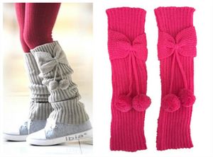 Knit Bow Winter Warm Leg Warmers Long Boots Cuff Socks for Girls Fashion Accessories Will and Sandy