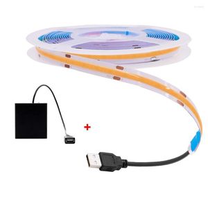 Strips DC5V COB LED Strip Light USB Battery Powered FOB 320Leds/m Flexible Ribbon Tape Red Green Blue Warm White