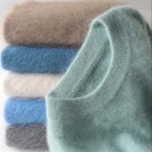 Camisolas masculinos 100 Mink para caxemira de cashmere Oneck Pullovers tricotado de tamanho grande suéter de inverno Tops de manga longa salva alta 220928