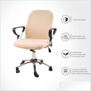Chair Covers Office Chair Er Solid Computer Spandex Stretch Armchair Seat Case 2 Pieces Removable And Washable Drop Delivery 2021 Hom Dhduj