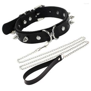 Chains Choker Chain On The Neck Accessories Couple Gothic Women Jewelry 2022 Cosplay PU Black Traction Rope Pet Necklace