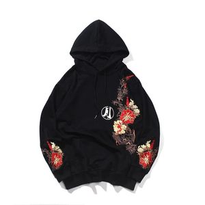 Broderi djurblommor kaniner tryck huva tröjor harajuku mode pullover hoodies hip hop casual streetwear