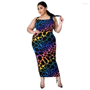 Casual Kleider XL-4XL Plus Größe Frauen Kleidung Sommer Kleid 2022 Farbe Leopard Print Schlank Sexy Sleevelss Lange Großhandel DropCasual