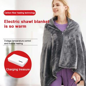 Scialle caldo riscaldato USB Coperta da lancio in peluche con riscaldamento elettrico Mantella riscaldata Coperta da giro riscaldata Coperta riscaldata in corallo