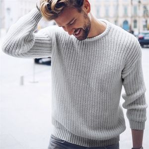 Camiscedores masculinos Autumn e Winter Men Pullover Casual Jumper Solid Color Knit Top 220928