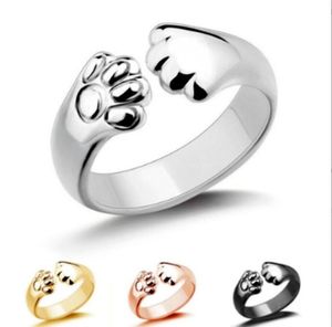 Garras de urso ajustáveis ​​anéis abertos anéis de ouro prata
