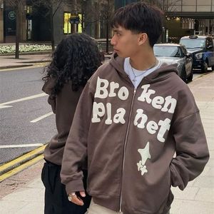 Erkek Hoodies Sweatshirts Streetwear Retro Old English Fermuar Hoodie Y2K Gevşek Çok Yönlü Büyük Boy Sweatshirt Gotik Top 220929