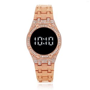 Нарученные часы Fashion 2022 Женщины -светодиодные часы из нержавеющей стали белый номер цифровые запястья relogio smart zegarek damski para mujer
