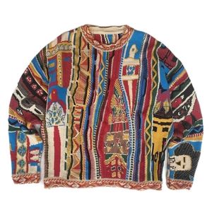 Mens Sweaters Colorful Retro Ethnic Style Fall For Men Knitted Round Neck Fashion Color Pullover 220929