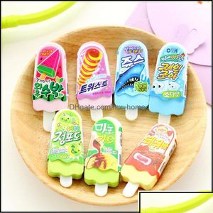 Erasers Erasers Correction Supplies Office School Business Industrial Wholesale-2Pcs/Lot Novelty Ice Cream Rubber Eraser Kawaii Creat Otvti