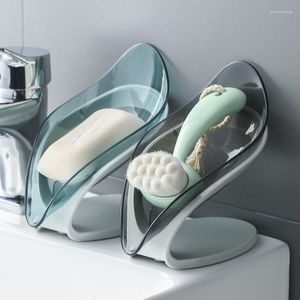 Soap Dishes Transparent Leaf-shaped Dish Bathroom Toilet Hole-free Asphalt Rack Leaf Box Shower Holder