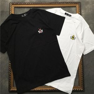 メンズ Tシャツ DUYOU 綿半袖刺繍動物男性シャツカジュアルクー夏 Tシャツ男性ルーズ Tシャツ Tシャツ