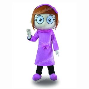 Natal vestido roxo meninas mascote fantasia de desenho animado traje de traje de halloween time de aniversário festa de aniversário