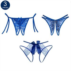 Articoli di bellezza 3 pezzi mutandine sexy donna erotica con apertura sul cavallo perizoma porno slip in pizzo mutande crotchless sexyy tanga fiocco biancheria intima famosa