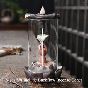 Fragrance Lamps Ceramic Windproof Backflow Incense Burner Creative Home Desktop Frog Holder Ornaments Indoor Aroma Acrylic Cover