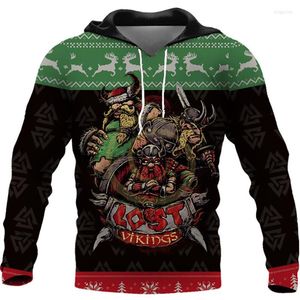 Felpe con cappuccio da uomo Felpe da uomo 2022 Christmas Viking Tattoo Felpa con cappuccio primavera e autunno Casual Sports Fashion Brand Pullover unisex