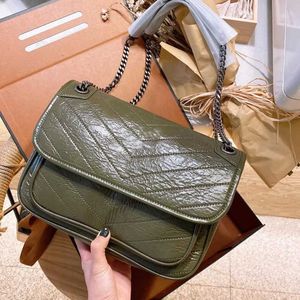 Väska i äkta läder Kohud Svart väska Axelväskor Crossbody-väskor Kedjeklaff Plånbok SUNSET Designer Tote Handväskor Dam Messenger Shoppingväska Clutch Plånböcker