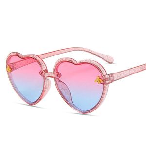 Moda marka kalp çocukları retro sevimli pembe karikatür güneş gözlükleri çerçeve kızlar erkek bebek güneş gözlükleri uv400 gözlük 0928