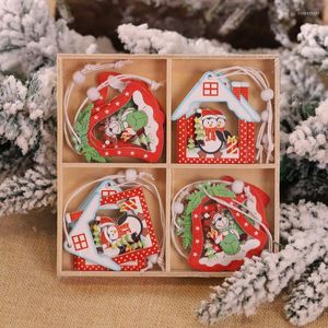 Holzsternbox großhandel-Weihnachtsdekorationen kreativer Baum fünffacher Sternfarbe Holz Ornamente Boxed Snowflake Anhänger