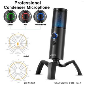 Microfones Q18 Profissional Condenser Microfone Gaming Streaming Video Studio Usb Para PC Recording Mic com RGB Light