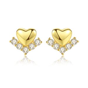 Glänzende Zirkon Romantische Herz s925 Silber Ohrstecker Schmuck Koreanische Mode Exquisite Überzug 18k Gold Qualität Ohrringe Geschenk
