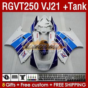 Fairings Kit & Tank For SUZUKI RGV250 SAPC VJ21 RGVT250 RGV-250CC 88 89 Bodywork 159No.15 RGVT-250 RGV-250 Panel RGVT RGV 250 CC 250CC 1988 1989 Fairing Kit blue white blk