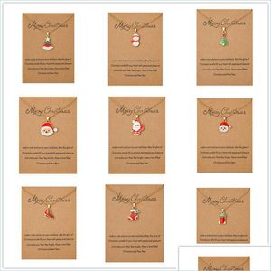 Pendant Necklaces Merry Xmas Santa Claus Pendant Choker Necklace Wish Card Gold Jewelry Christmas Gift Decor New Year For Women Men K Dhban