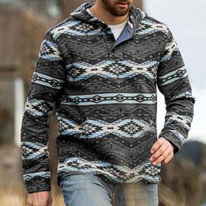 Męskie bluzy męskie bluzy etniczne moda moda swobodny pullover bluza z długim rękawem Męskie kurtki nadsekwowane grafika drukowana