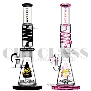 15 polegadas de glicerina bobina cachimbo de cachimbo de cachimbo de cachimbo de ￡gua fumegante fumegante fumegante fumegante DAB SHISHA com ￡gua com moinho de vento Percs quartzo unhas