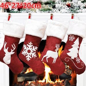 Dekoracje świąteczne świąteczne pończochy Socki Prezenty Candy Bag Elk Xmas Tree Deer Printing Pocket Ornament