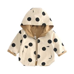 Jackets Thick Girls Double Sided Boys Outerwear Letter Sport Coats Kids Hooded Children Clothing Polka Dot Trench Coat Spring 220928