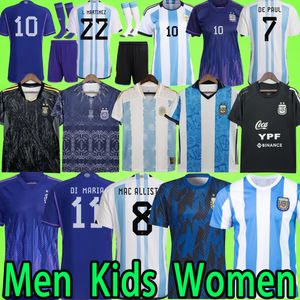 Men Women Kids Kit Argentini Soccer Jersey Dybala Higuain Icardi Messis Di Maria voetbalshirt Player fans versie lange mouw pre match trainingspak